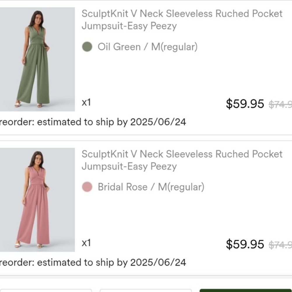 HALARA SculptKnit V Neck Sleeveless Jumpsuit - Rose